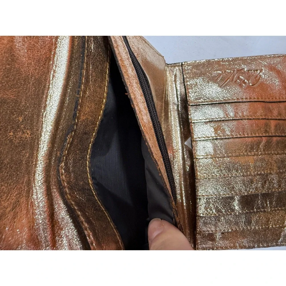 Patricia Nash Colli Leather Wallet W/ RFID Protection- ROSE GOLD BRONZE NEW